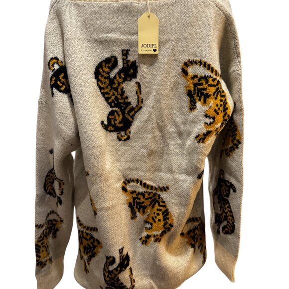 NWT Jodifil Tiger Walk Cardigan Beige Size 1X - Picture 3 of 3